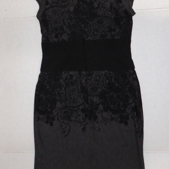 SUZE CHIN DRESS FOR MAGGY BOUTIQUE BLACK/GRAY S/S FLORAL KNEE LENGTH PARTY 10 M - Picture 3 of 8
